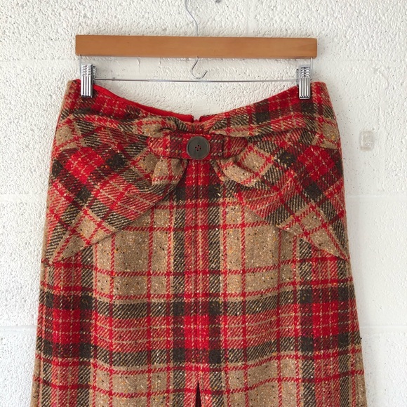 Valentino Plaid Wool Front split maxi skirt sz: 12 NWT - Picture 3 of 14